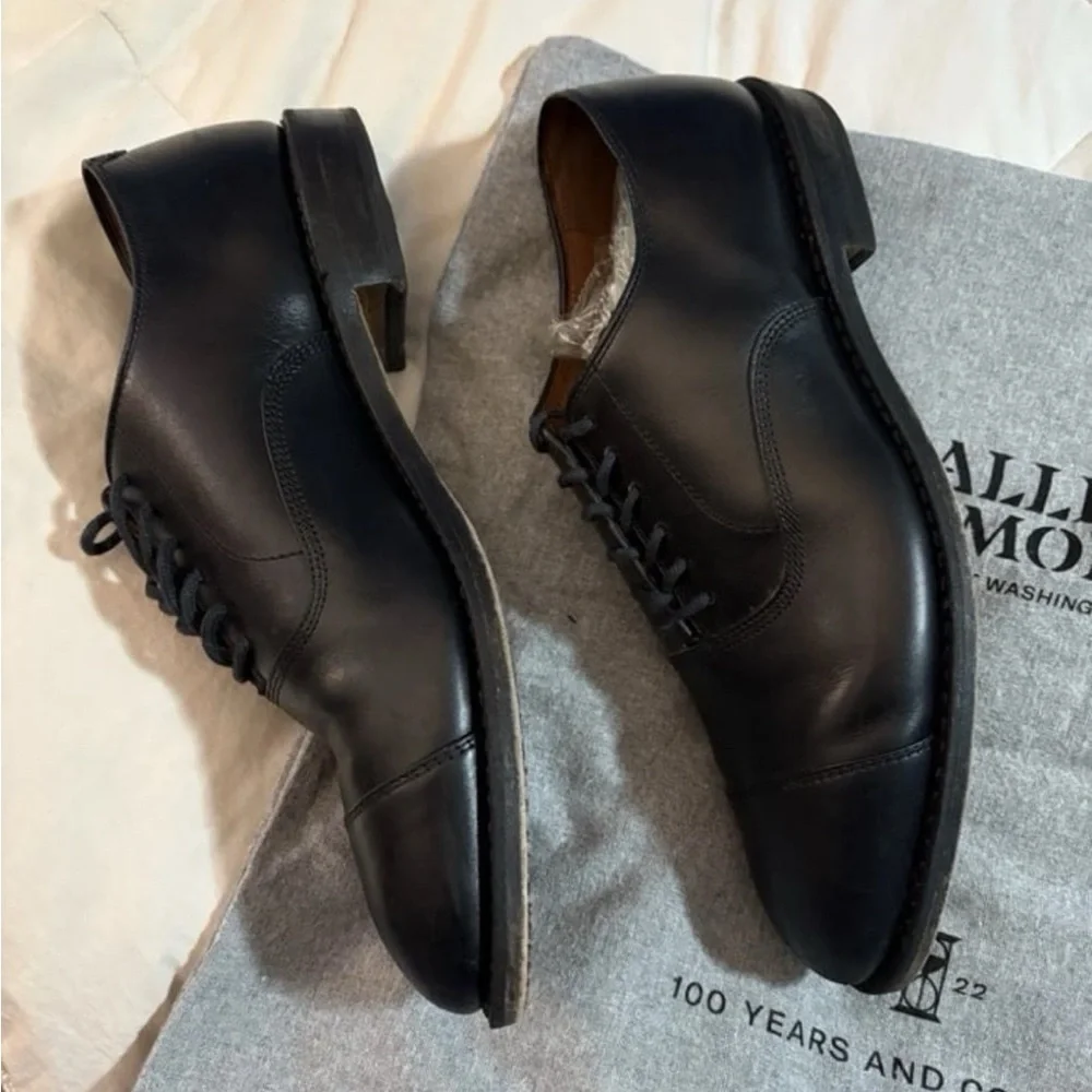 Allen Edmonds “Park Avenue” Black Calfskin Cap-Toe Balmoral Oxford Dress Shoes - Picture 2 of 5